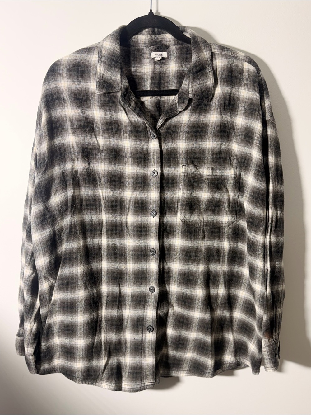 Garage Men’s Black & White Plaid Button-Down Shirt